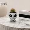 Desktop Plant Pot Funny Alien Face Planter, 3D Printed Novelty Pot, Cute Gray Cactus Head Planter for Succulents Cacti Home Table Shelf Decoration