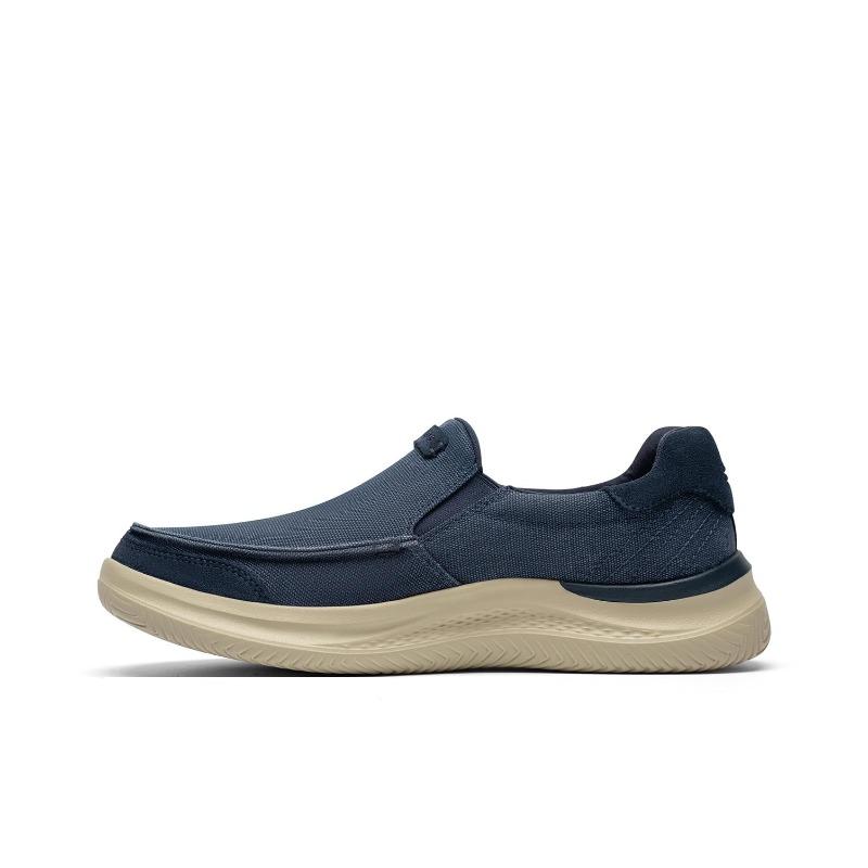 Skechers Hasting Men Navy Blue Low Top Casual Shoes Slip On Comfortable Simple Versatile 205366-NVY 40