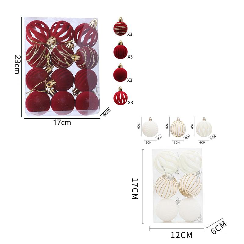 6cm 6/12pc Christmas Balls Ornaments Velvet Xmas Tree Hanging Ball Festival Party Home Wedding Decor Wreath Garland Pendant Gift