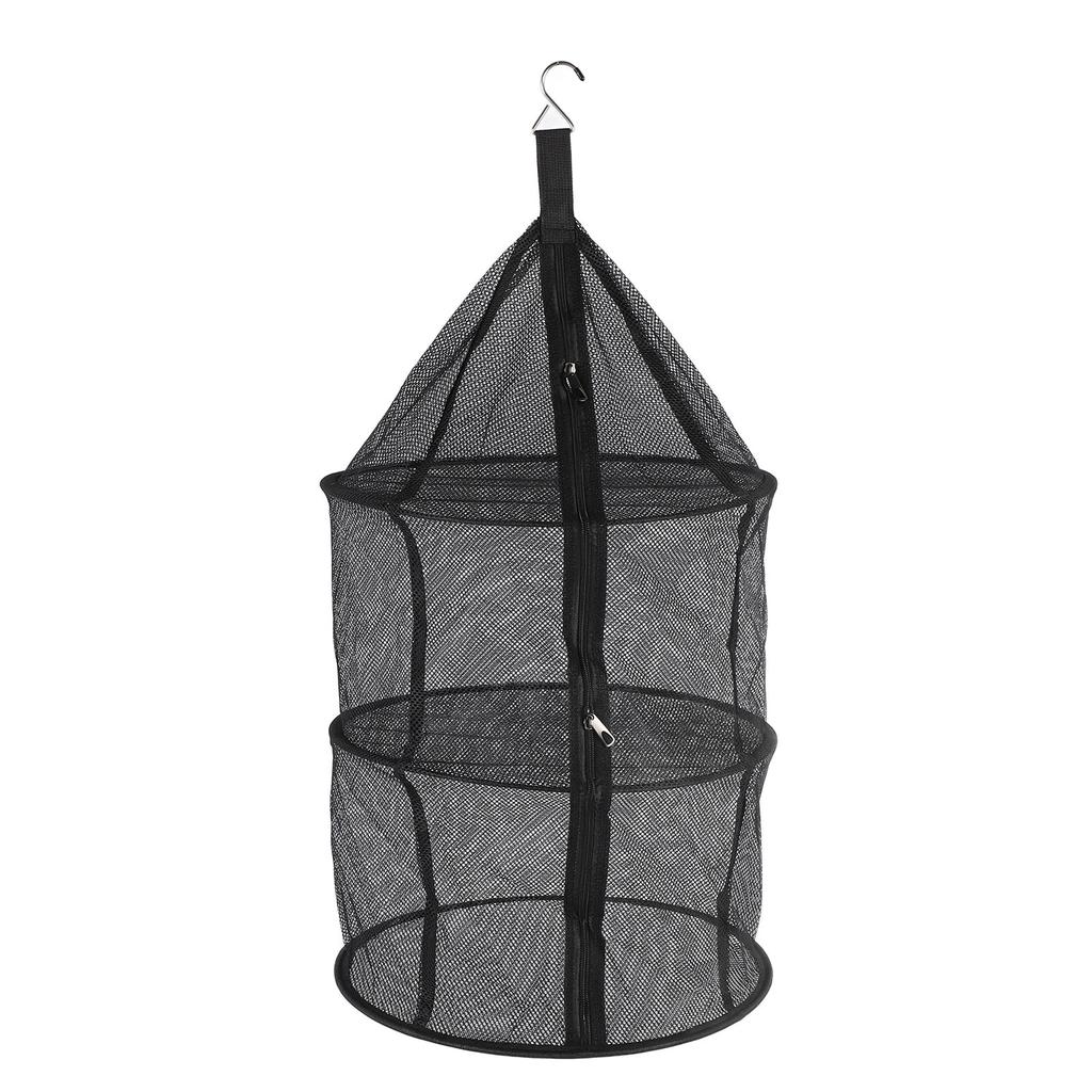 Drying Rack 3 Layers Folding Fish Mesh Foldable Hanging Drying Fish Net for Fish Fruit Vegetables with Zipper Opening