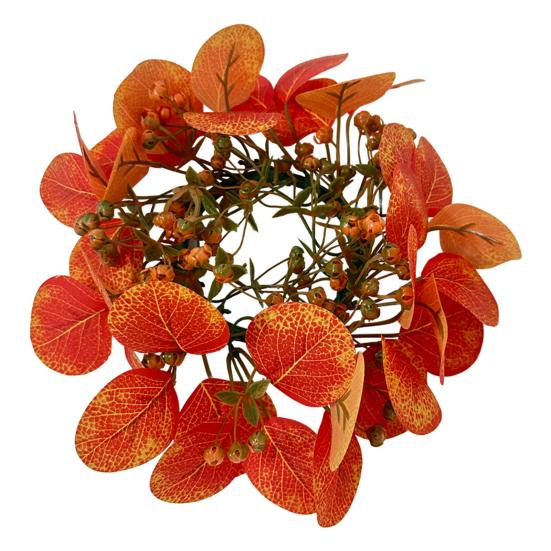 Realistic Plastic Bouquet for Home Artificial Fall Eucalyptus Garland, Autumn Money Leaf Vine Faux Greenery Maintenance Free Floral Decor Thanksgiving