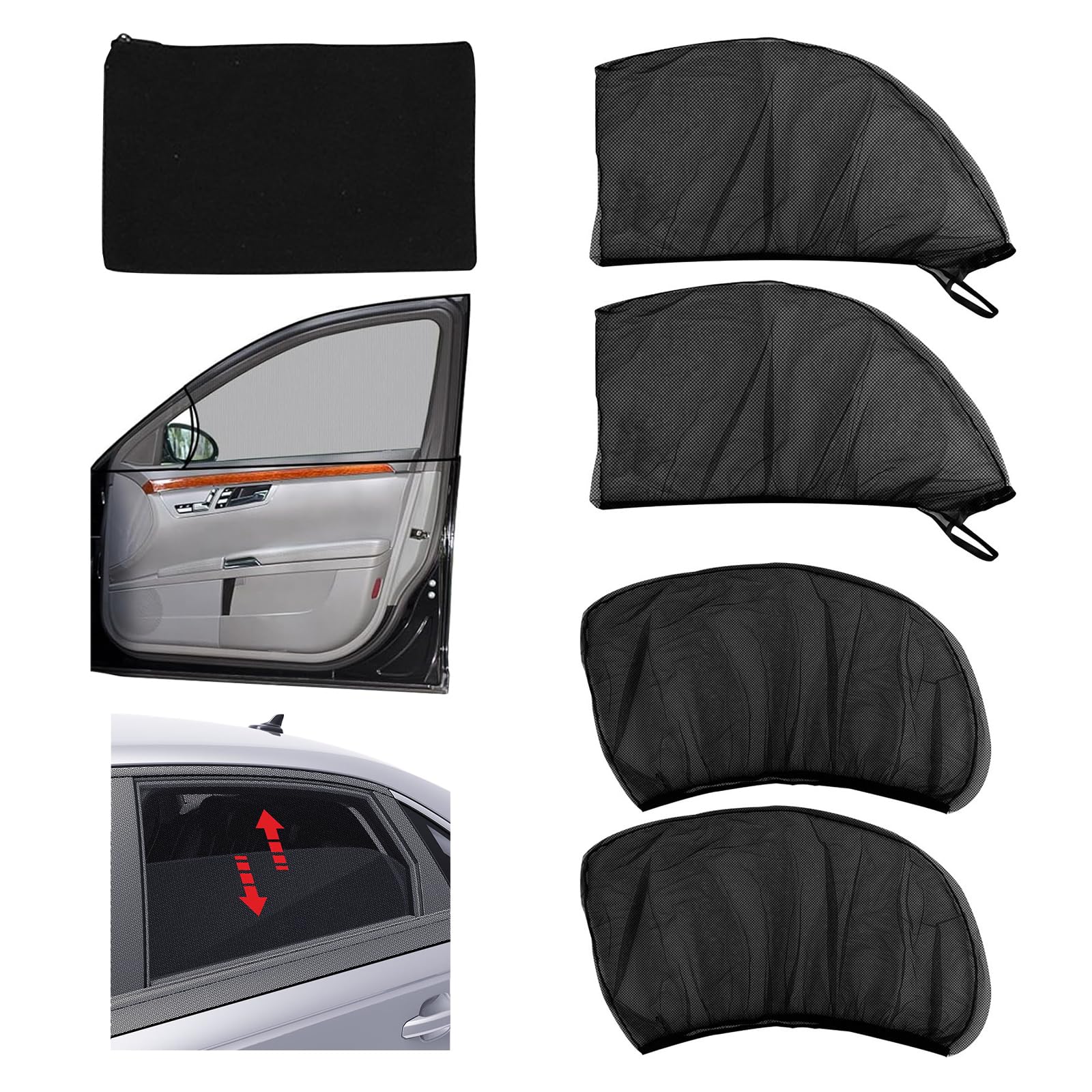 

Pokumir Car Screen Door, Insect Repellent Net, Side Sunshade, Sleeping in Car, Curtain, Set чёрный