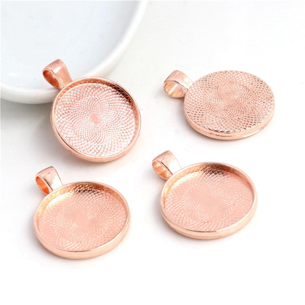 10pcs 20mm Inner Size Classic 5 Colors Plated One Sided Double Hanging Simple Style Cabochon Base Setting Charms Pendant