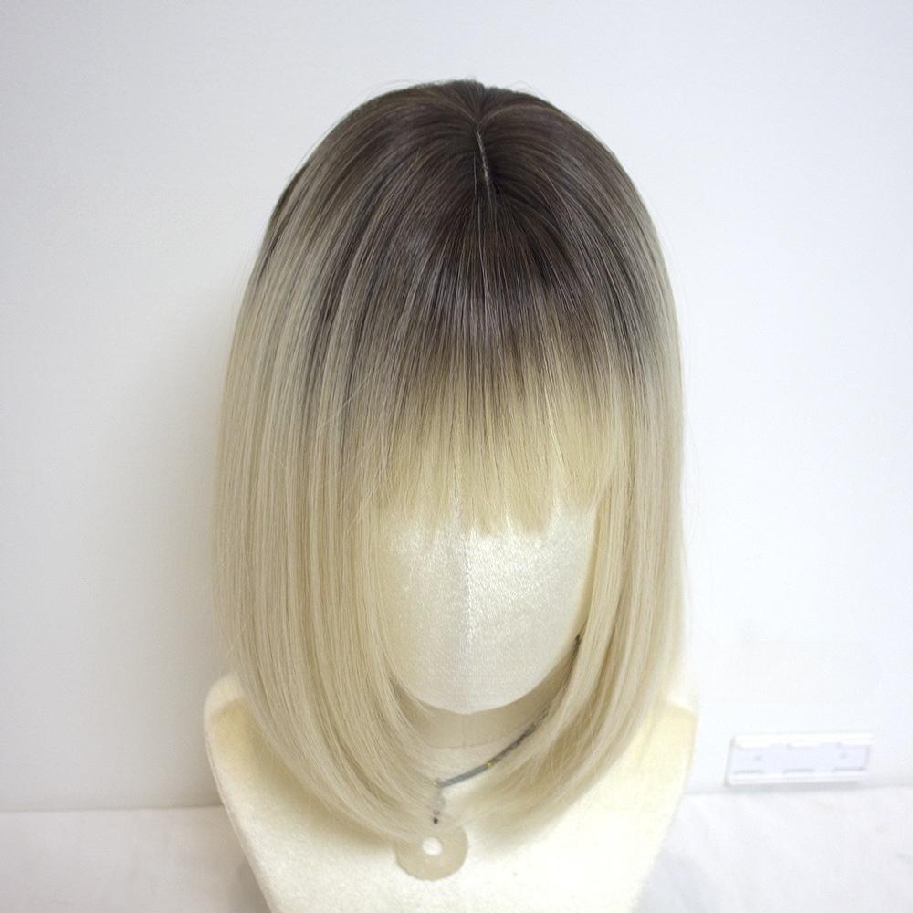 Horký prodej hnědý přechodový zlatý ofina krátký bobový paruka