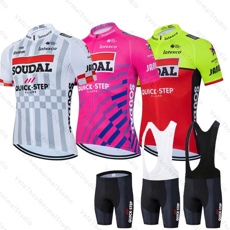 Quick Step Cycling Jersey Set Short Sleeve and Bib Shorts Pro Race Bicycle MTB Ropa Maillot Cycling Clothes Quick-drying