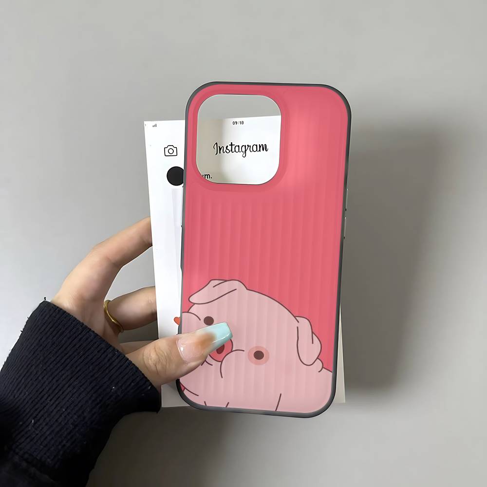 Gravity Falls Pig For IPhone 16 15 11 12 13 14 17 Pro Max PLUS Pro Soft Corrugated Silicone Back Phone Case