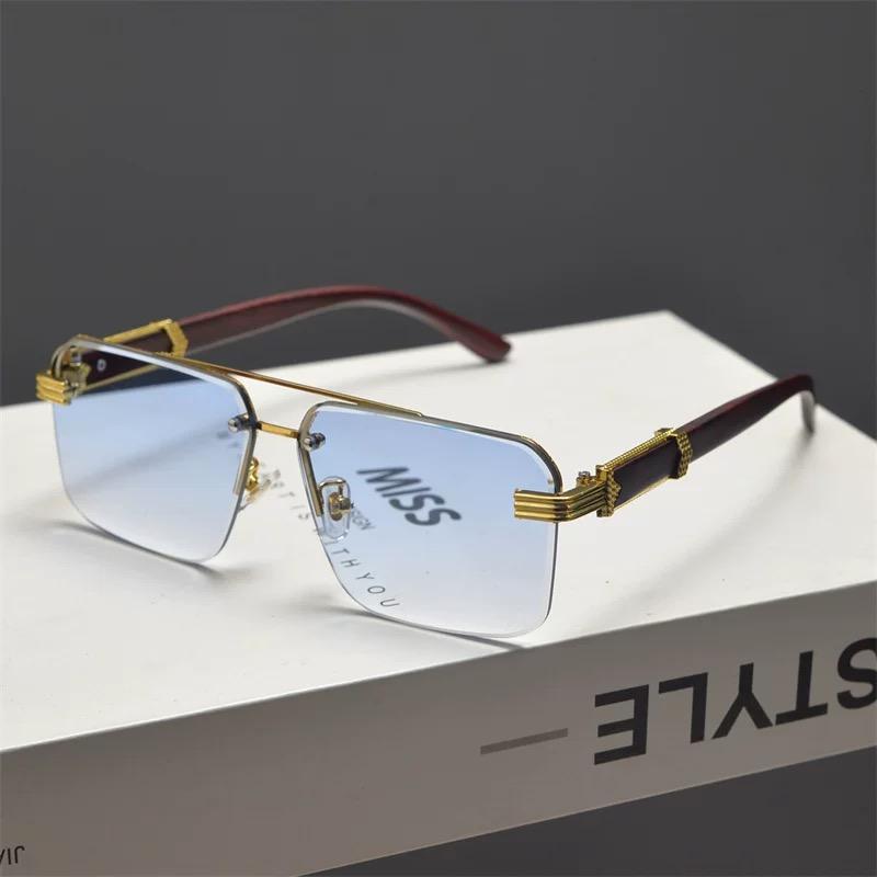 Luxury Brand Designer Rimless Square Sunglasses Women For Men Popular Rivet Vintage Sun Glasses Punk Outdoor Driving Eyewear