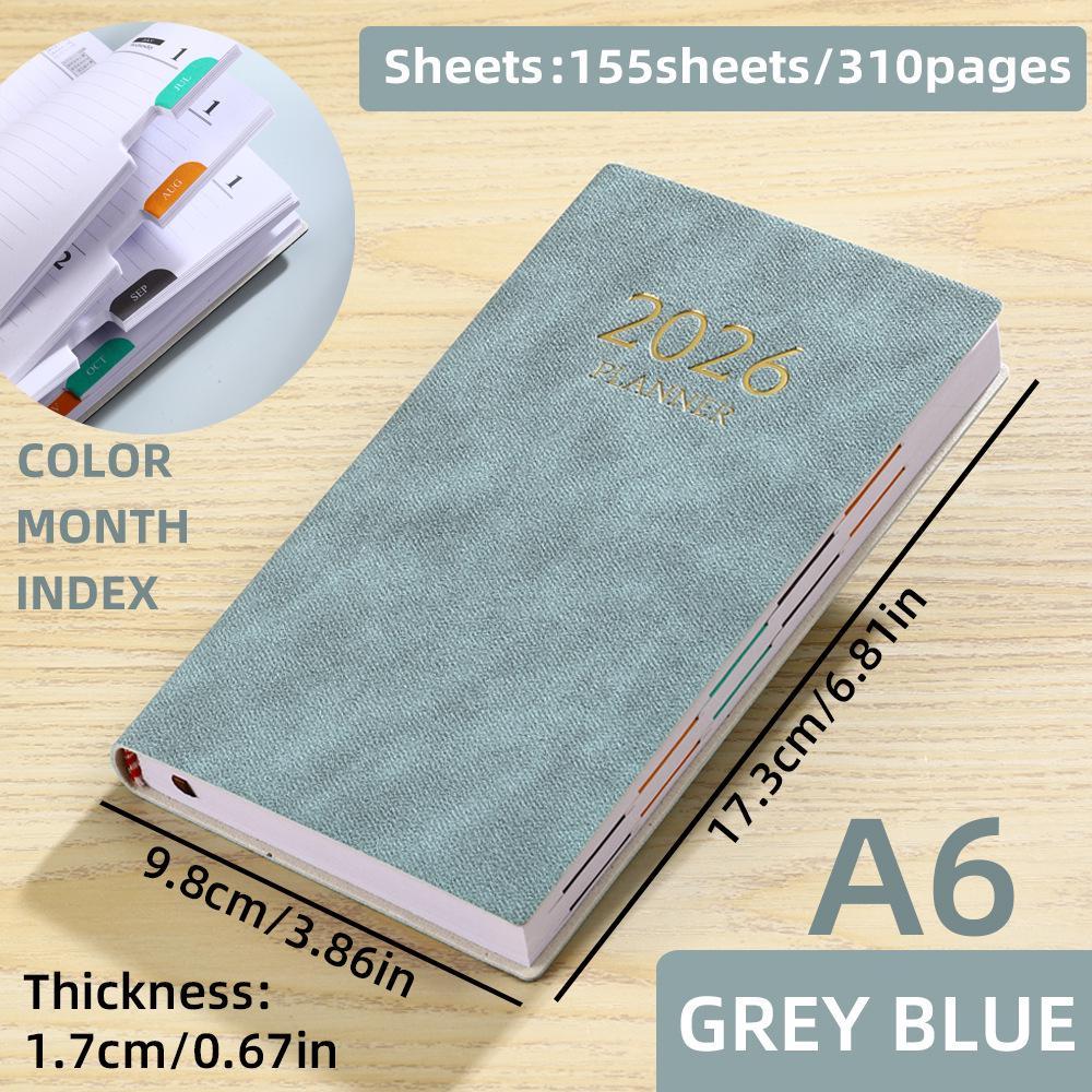 In Stock: 2026 A6 English Planner - Colorful Monthly Index & Year Calendar Diary Book.
