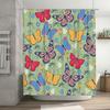 Butterfly Print Shower Curtain Waterproof Fabric Bathroom Decorations in Multiple Sizes Flower Garden Design