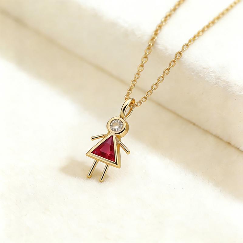 Neue Süße Geburtsstein Kinderform Halskette Kupfer Goldfarbe Partner Halsband Zirkon Personalisierte Lange Kette Choker Täglich