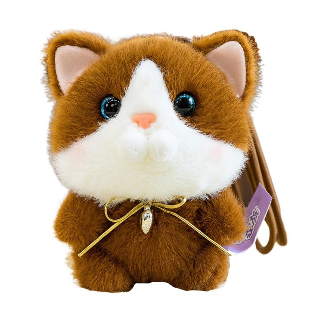 Fluffy Kitten Doll Keychain Furry Cat Plush Toy Keychain Creative Cat Doll Pendant  Home Decor