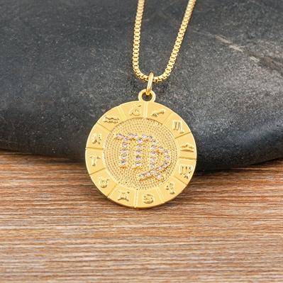 Nidin New Hot Sale 12 Constellation Drop Pendant Necklace Gold Plated Jewelry Collar Clavicle Choker Birthday Gift for Women Men