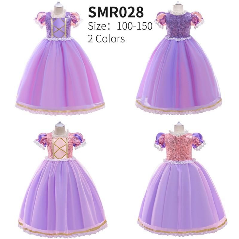 Girls Princess Dress Halloween Party Cosplay Costume Cotton Blend Formal Gown With Bow Ruffles