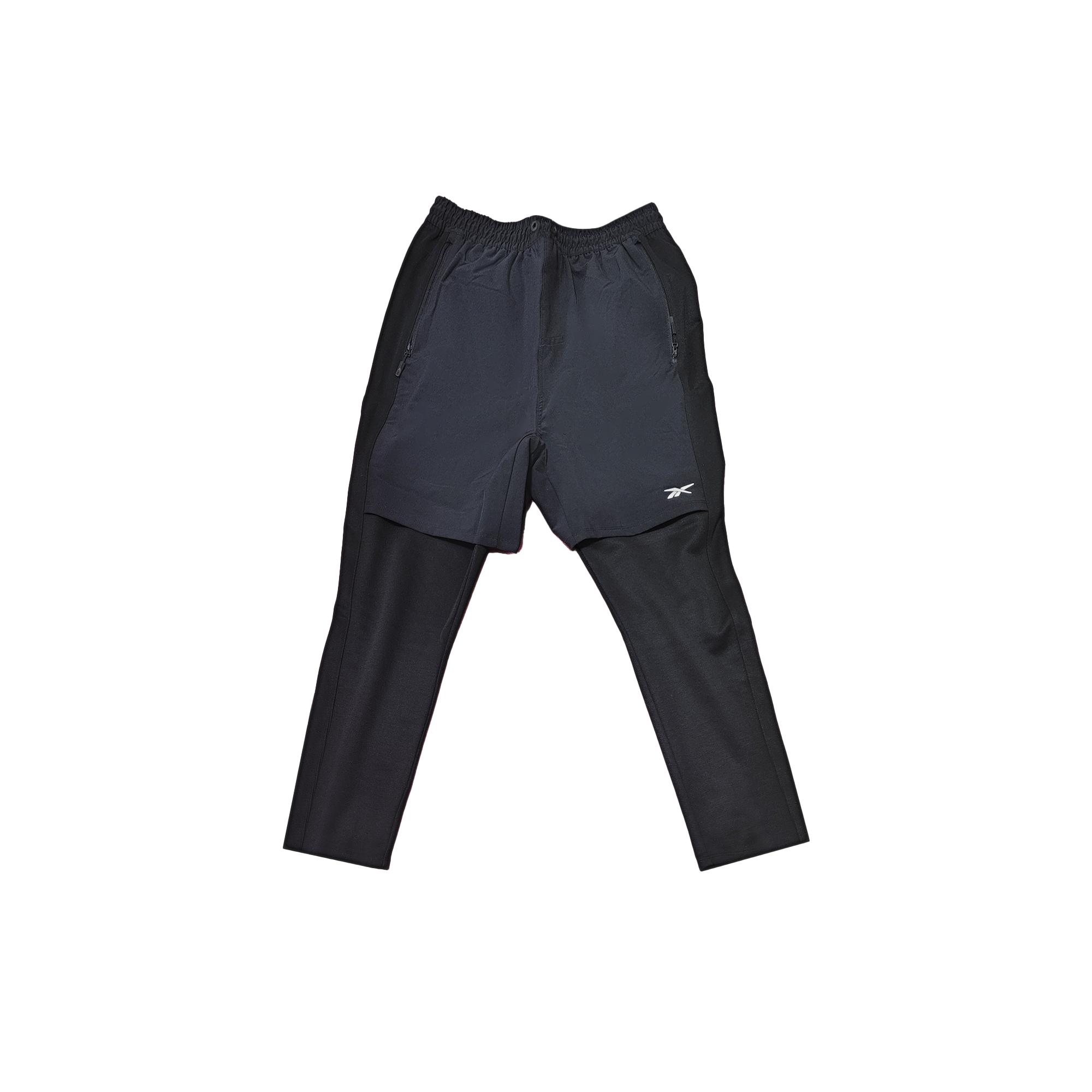 

Reebok Mid Rise Straight Leg Comfortable Trendy Faux Two Piece Training Running Sports Pants Men bottoms FS8564 L