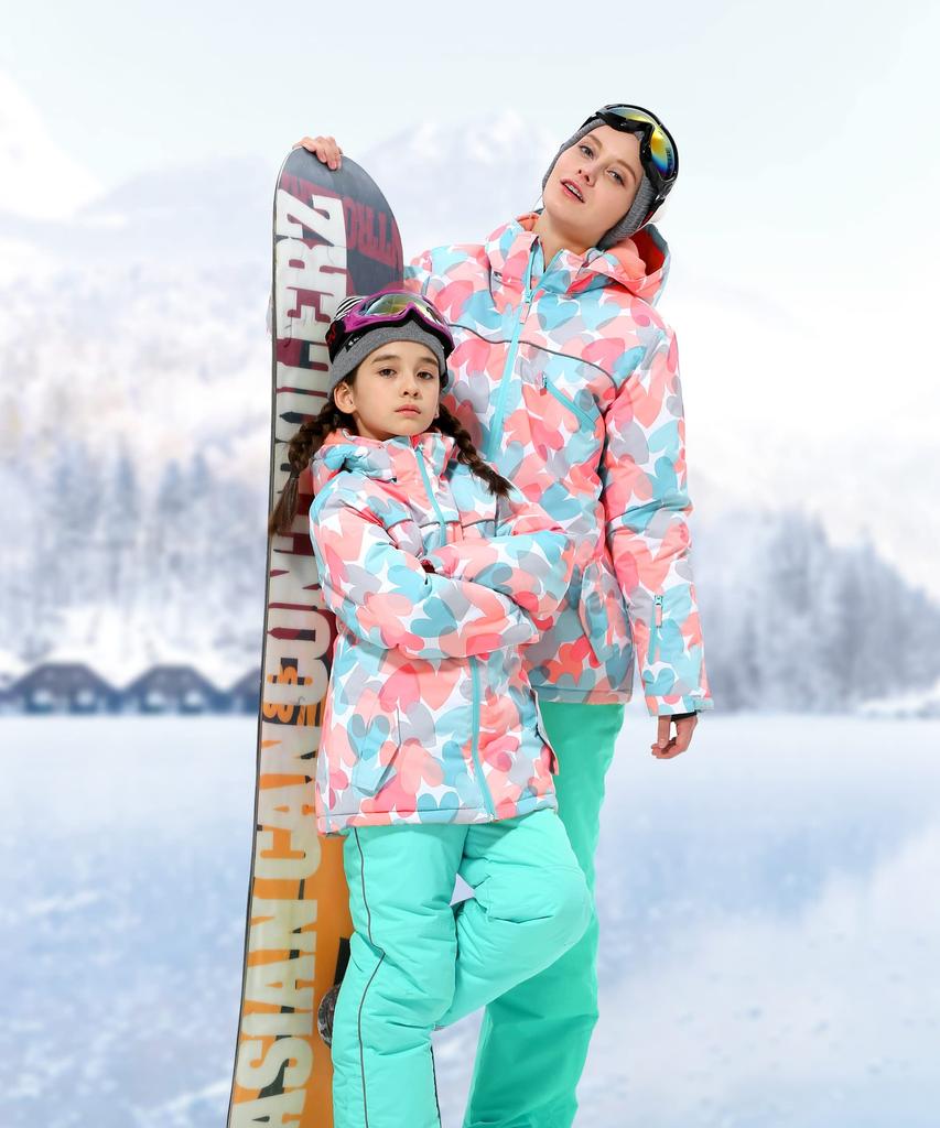 Hiheart and Ski and Snowboard Wear Adjustable Size 128 Kids' Juniors' Set, Size, Girls, Orange,