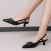 Women's Baotou Sandals Spring New Pointed Head Shallow Mouth Metal Buckle A Word with Anti-slip Wear-resistant High Heels