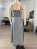 2026 Summer Women's Blue Denim Strappy Single-breasted Mid-length Dress