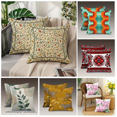 Floral Patterned Pillowcase For Comfortcushion Covers, Zippered, Decorative Pillowcases, 45X45 Cover Sleeves