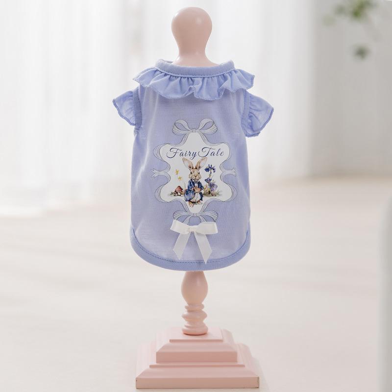 

Spring and Summer Cat Clothes Cartoon Printed Lace Collar Vest Blue Cat Kitten Hairless Cat Pet Clothes Dog Clothing XXL (recommended weight 15-10kg) бонди синий