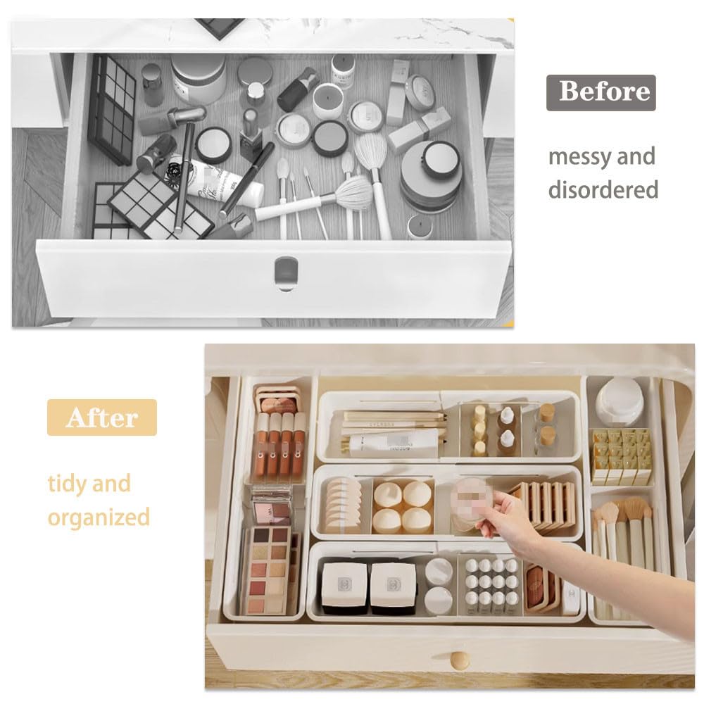 Expandable Storage Drawer Organizers Sliding Bin Plastic Desk Trays With Items Clothing Underwear Storage Kitchen Containers