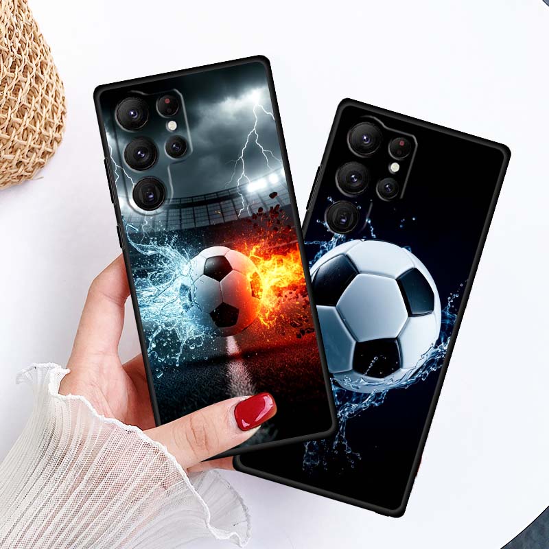 Moderne fodbold cool Til Samsung Galaxy S26 S25 S24 S23 S22 S21 S20 Ultra Plus FE 5G Sort Blød TPU Telefoncover