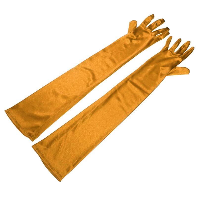 Women  Long Solid Satin Soft Multicolor Ceremonial Gloves Drive Ride Dance Performance Sunscreen Cosplay Elasticity