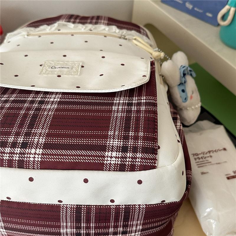 Contrast Color Plaid Backpack Women's Large Capacity Backpack Student Schoolbag