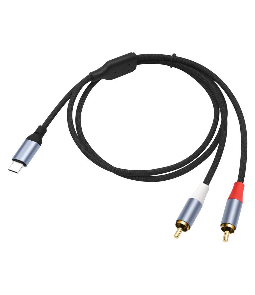 High-Fidelity USB-C To Dual RCA Audio Cable with 24Bit/96Khz Decoding