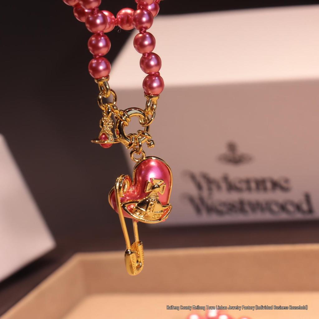 Kaiserinwitwe Pearl Heart Vivienne Orb Schlüsselbeinkette