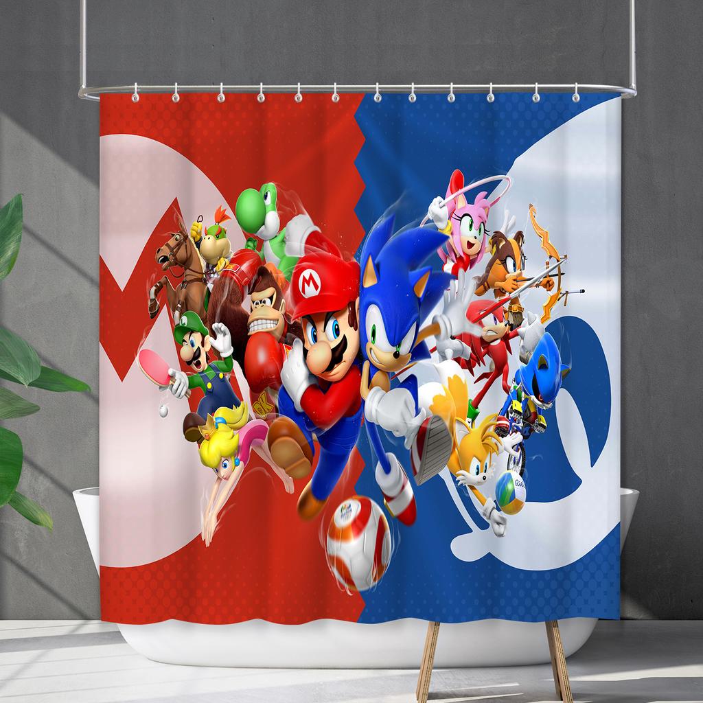 Badezimmervorhang Wasserdichter Duschvorhang Digitaldruck Animation Freies Stanzen Toilettentrennvorhang Duschstoff