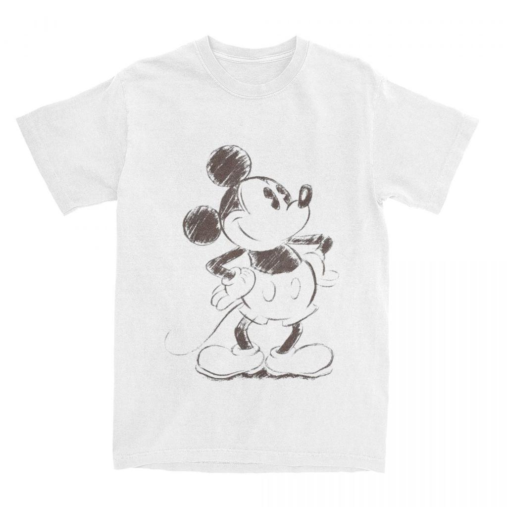 Mickey And Friends T Shirts Men Women's Pure Cotton Funny T-Shirts Mickey Mouse Sketch Portrait Tees Short Sleeve Tops Gift Idea