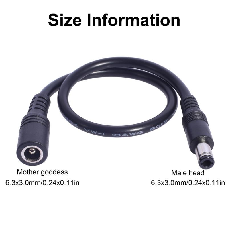 DC6330 Power Extension Cord Double End 6.3x3.0mm Connectors Wire Power Cable for Laptops Notebook 18AWG 30cm Long