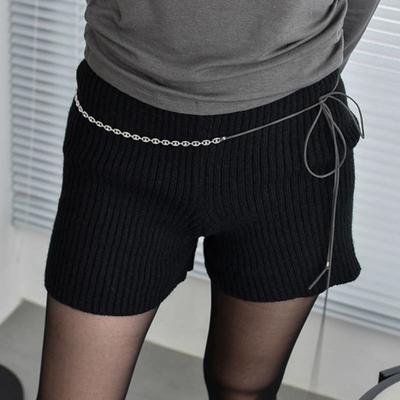 Odds&ends Suede Ribbon Chain Belt (charcoal, Deep Brown)