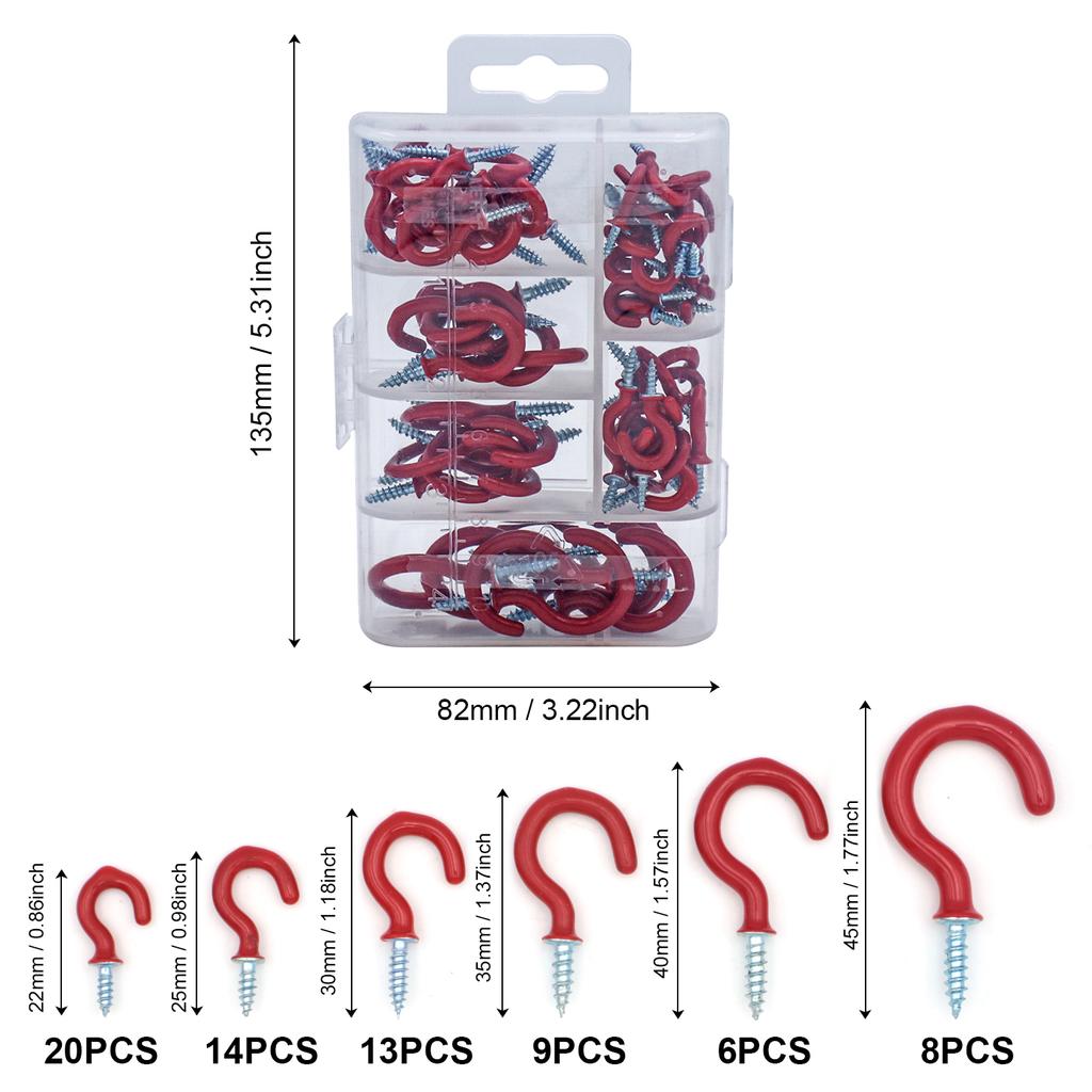 70Pcs Sheep Eye Screw Hook, Wrapped In Plastic Technology, Screw In Question Mark Hook, Cup Hook, Plant Hook