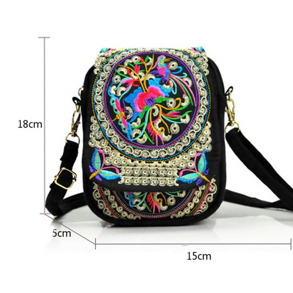 Sagit Womens Ethnic Style Embroidered  Retro Backpack Mini Coin Purse Small Bag