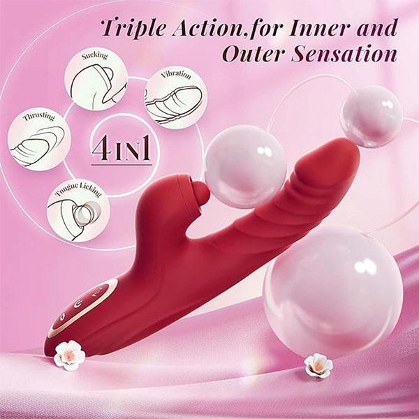 Vibrators Thrusting Dildo for Women G Spot Vibrator Clitoral Stimulator with 10 Vibration 7 Thrust and Licking, Sex Toy for Women and Couple