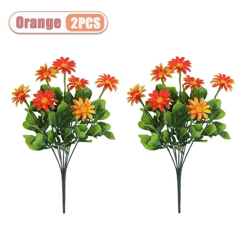 2-8PCS Artificial Plastic Chrysanthemum Faux Daisy Outdoor Faux Flowers Fence Decor Fake Plants Exterior Home Decoration
