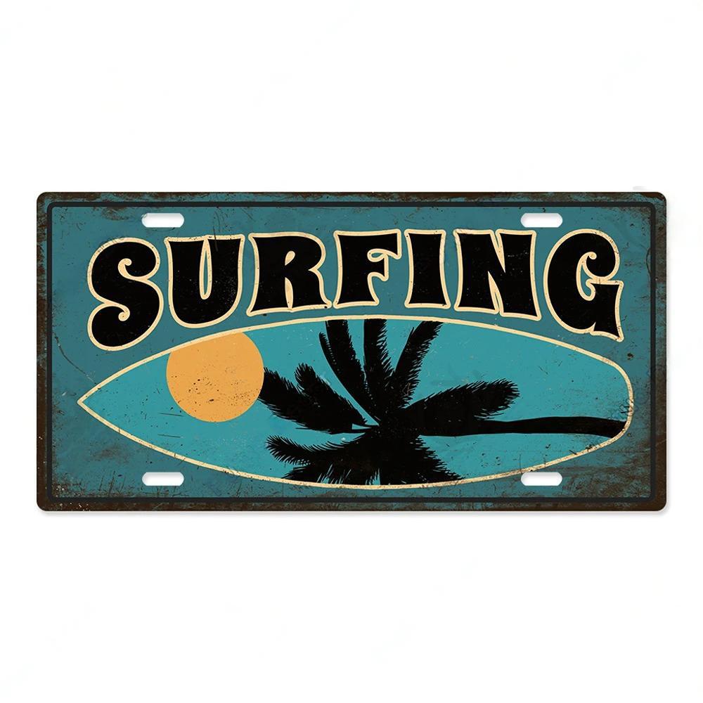 Summer Beach License Posters Wall Decor Plate Meal Sign Plaque Metal Vintage Tin Sign Room Decoration for Bar Pub