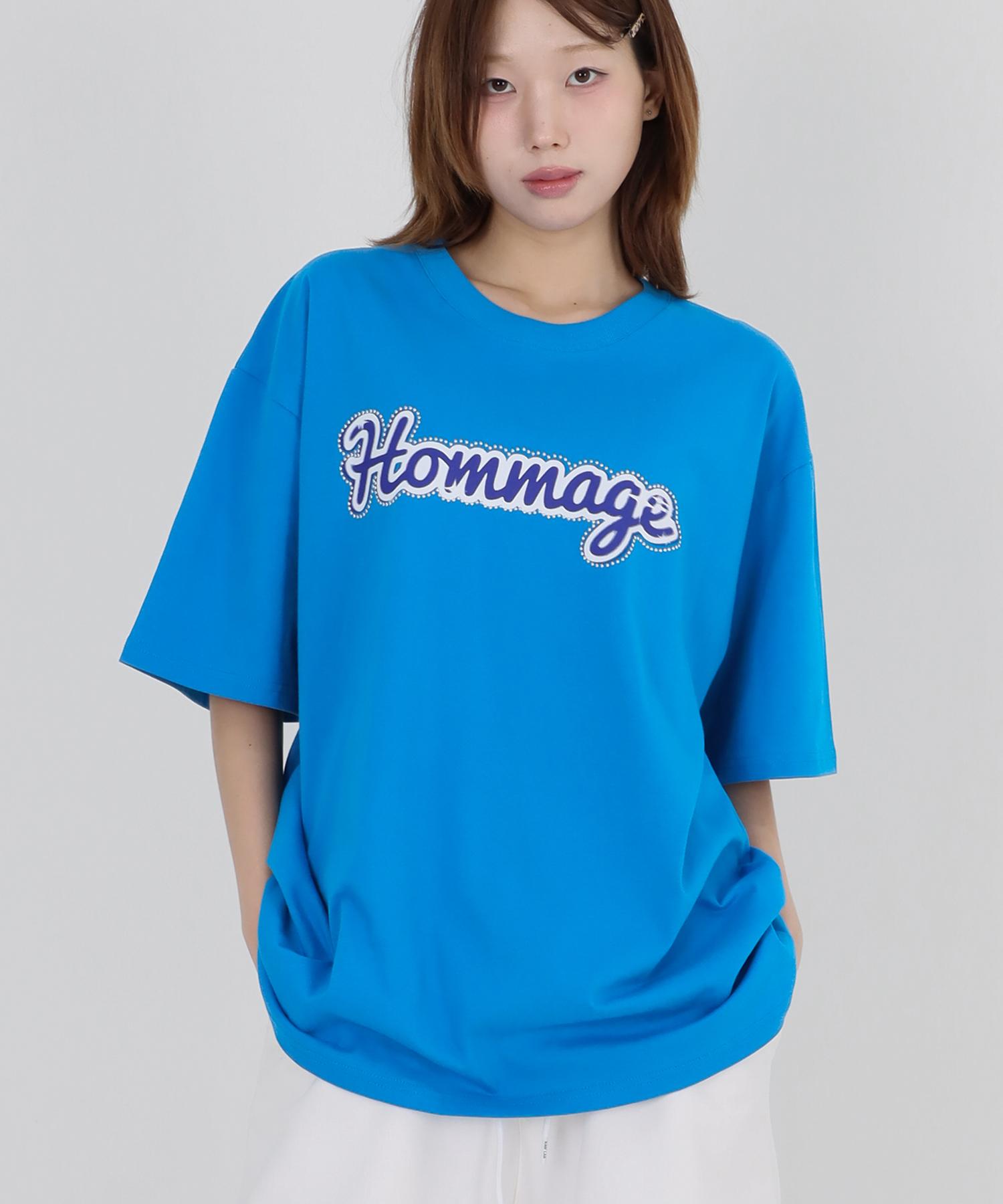 Row Lab Hommage Beaded Short Sleeve T-Shirt - Blue M