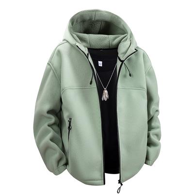 Lamb Fleece Jacket for Men In Autumn and Winter, Fashionable and Warm with Fleece Hooded Jacket, Fleece Jacket, Shaken Fleece Thick Cotton Jacket