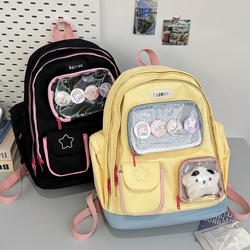 New Transparent Pain Bag Simple Middle School Students Backpack Korean Version Casual Large Capacity Japanese Ins Small Fresh Backpack