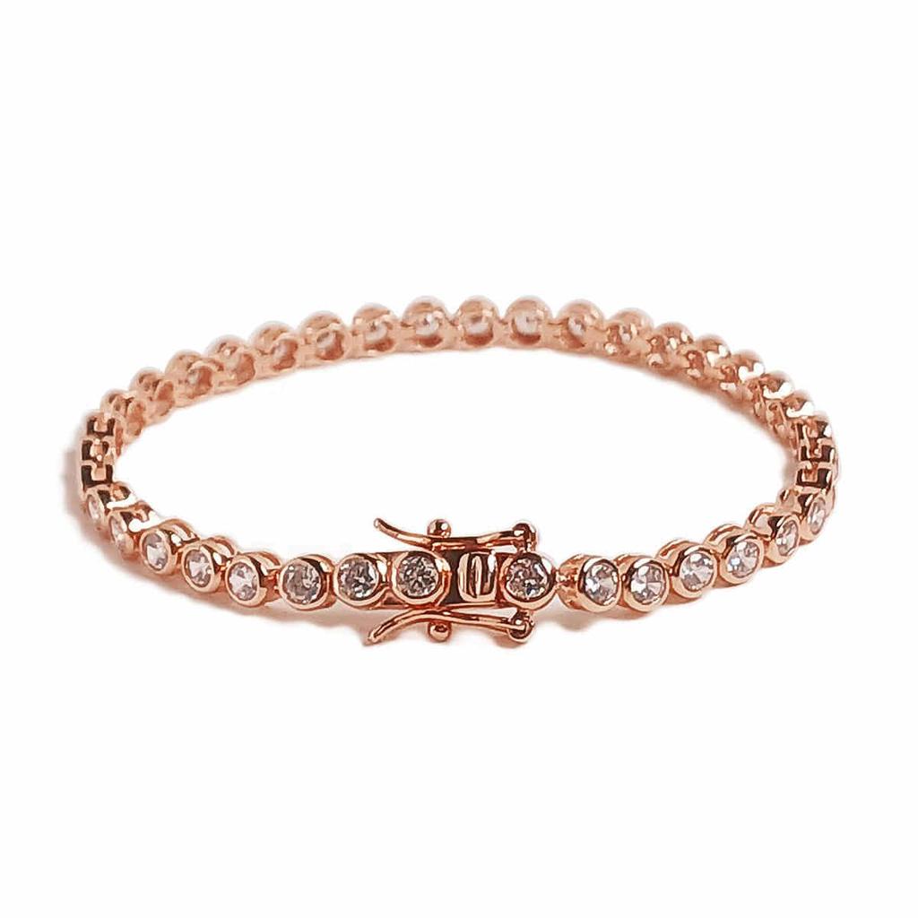 Mezmic Moissanite 3Mm Round Tennis 925 Silver Bracelet