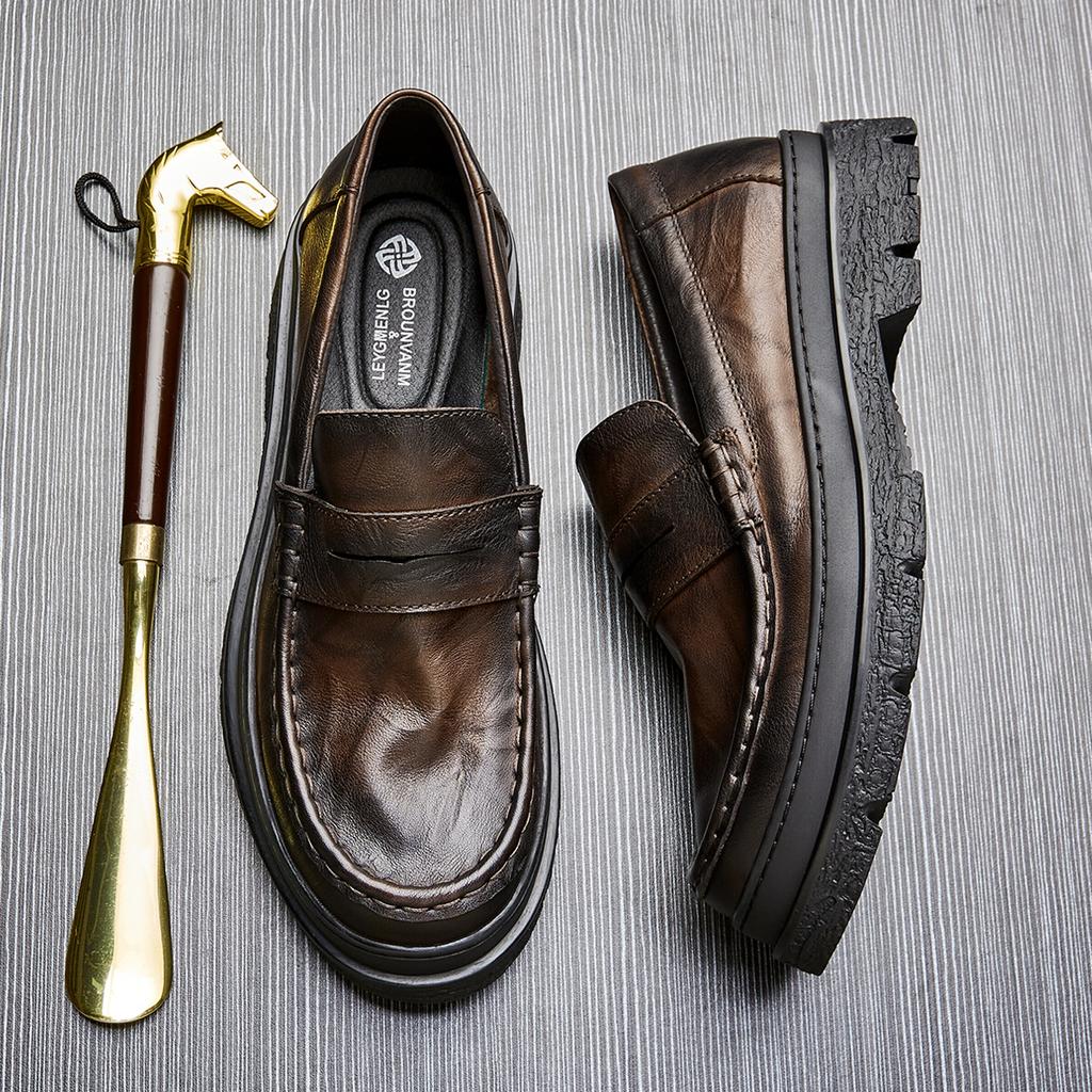 Fashion Luxury Designer Shoes Man Round Toe Dress Shoes Mens Genuine Leather Black Wedding Shoes Soft Sole Oxford Formal Shoes