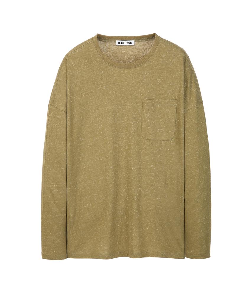 IL CORSO Slub Long Sleeve T-Shirt Khaki
