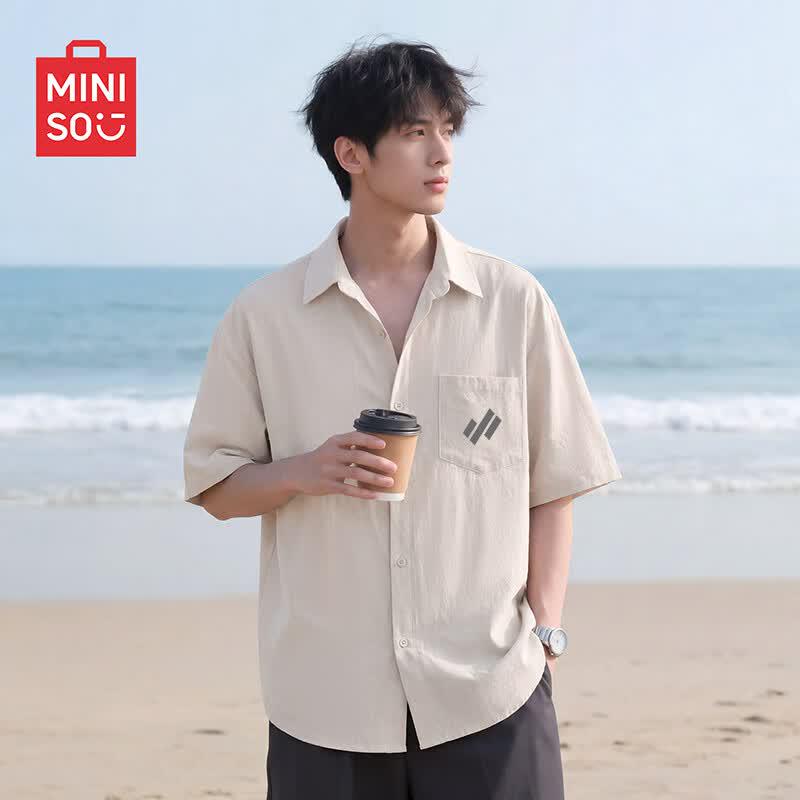 MINISO Men's Ice Silk Short Sleeve Casual Shirt