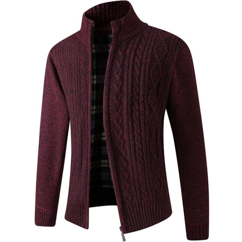 Men's Thick Knit Stand Collar Cardigan