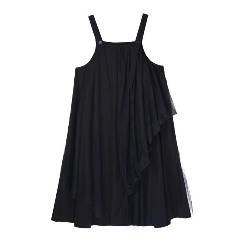 

XITAO Gauze Patchwork Asymmetrical Dress ZMY1306 One Size чёрный