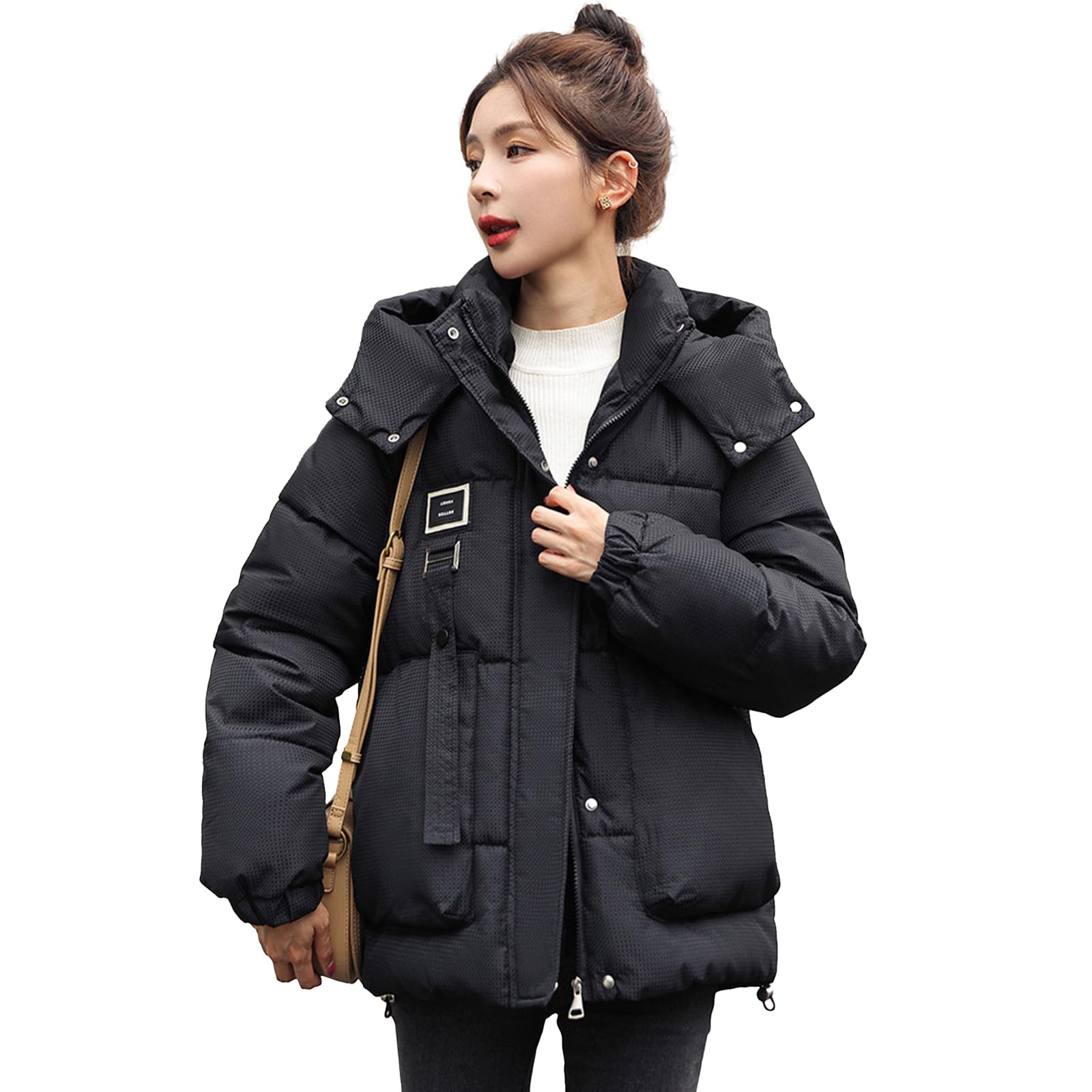 

Куртка пуховая укороченная Kayiyasu с подкладкой теплая и удобная для осени и идеальная для повседневной носки и школы женский капюшон, верхняя одежда, зима, носить,