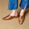 Fashion 2025 Summer Women Shoes Genuine Leather Square Toe Women Sandals Solid Modern Sandals for Women Shaped Heel Women's Mules Shoes