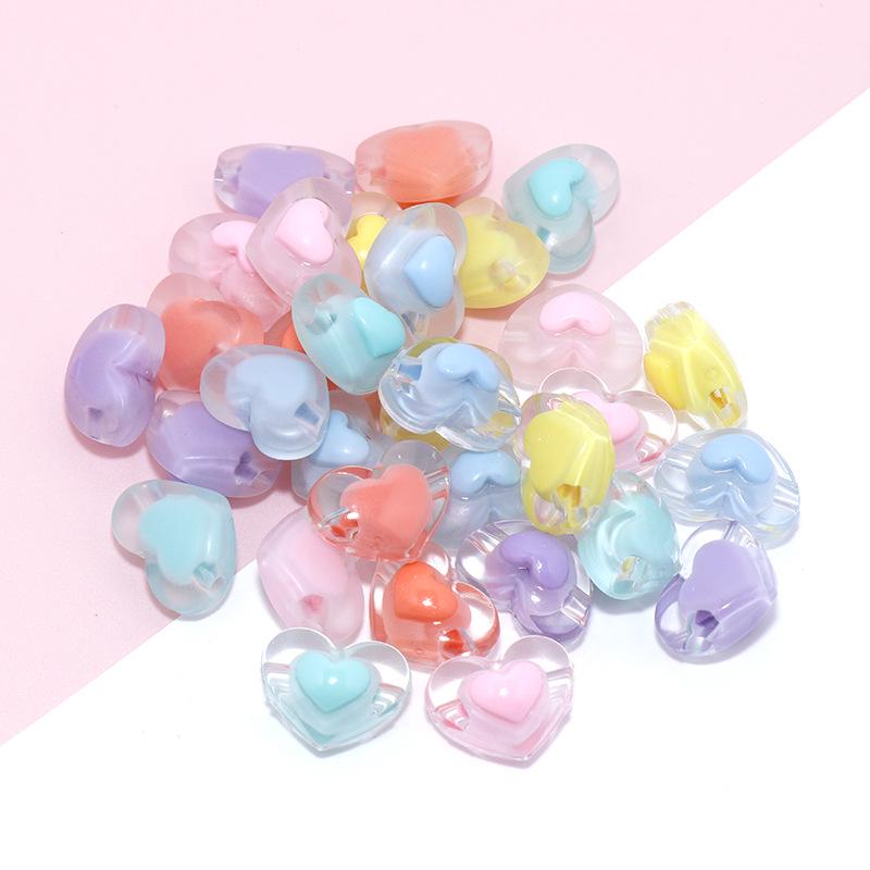 Acrylic Candy Color Flower Heart Rabbit Beads for DIY Children's Educational Ornaments and Mother's Day Crafts